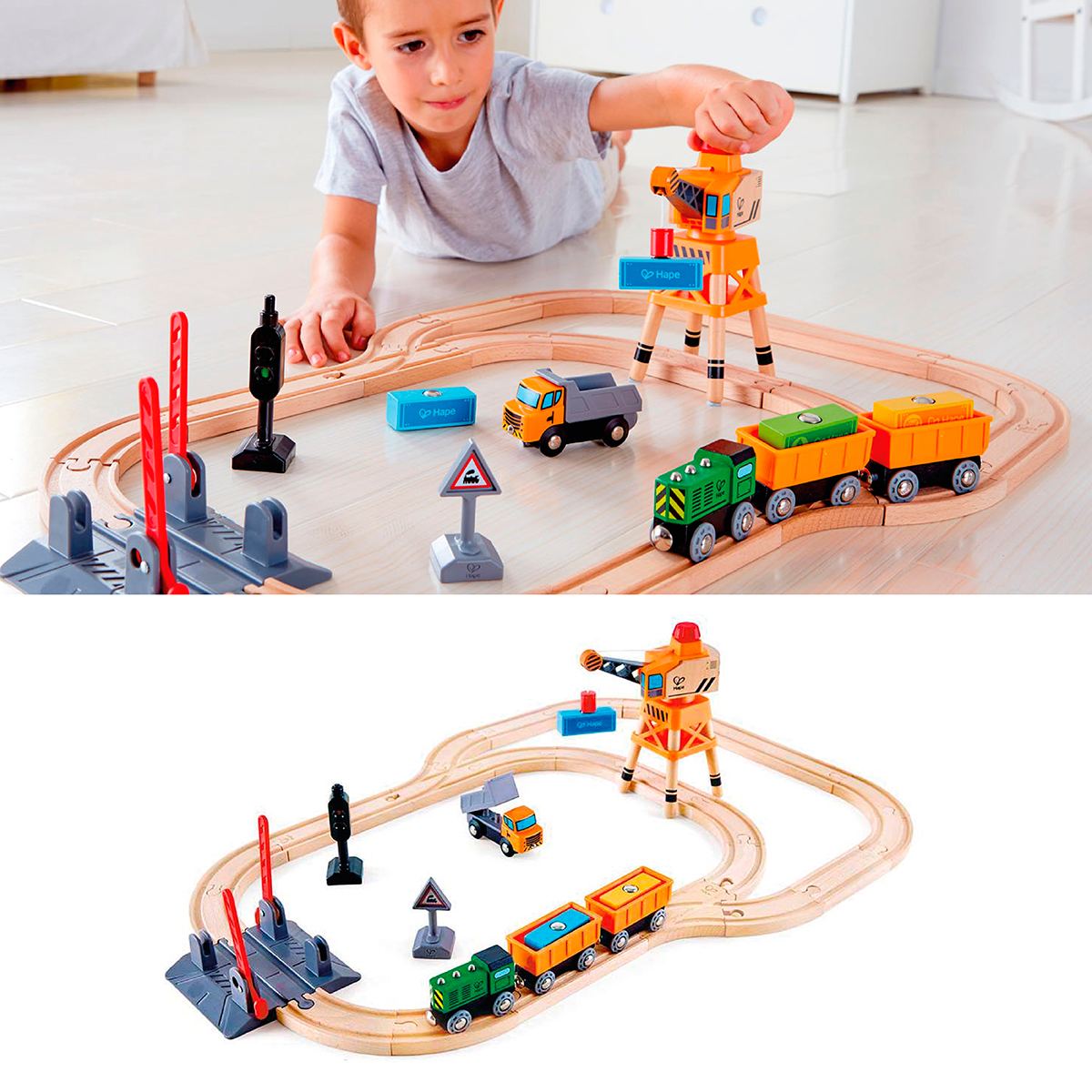Set De Pista De Trenes Y Grúa